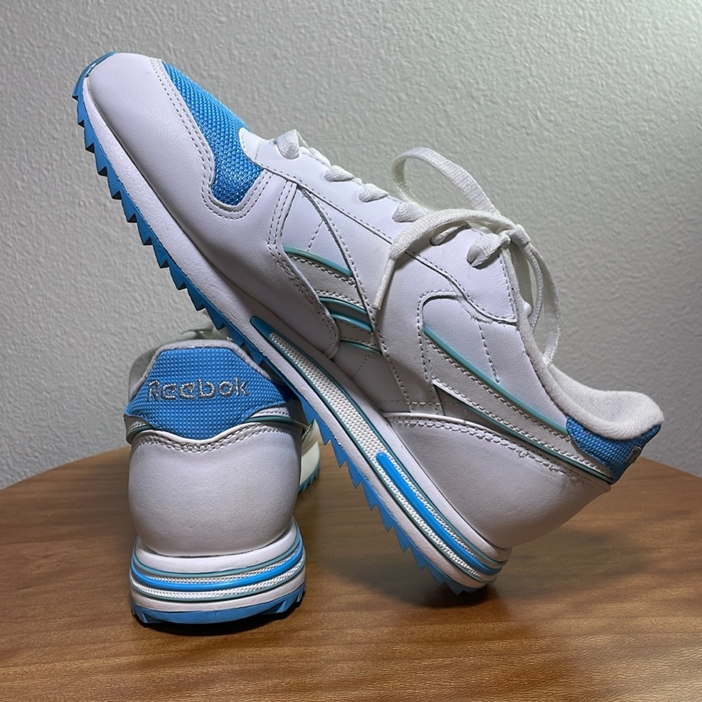 Women's Reebok Classic Running Shoes Sneakers White Blue RB 503 Size 8.5 - Picture 12 of 16